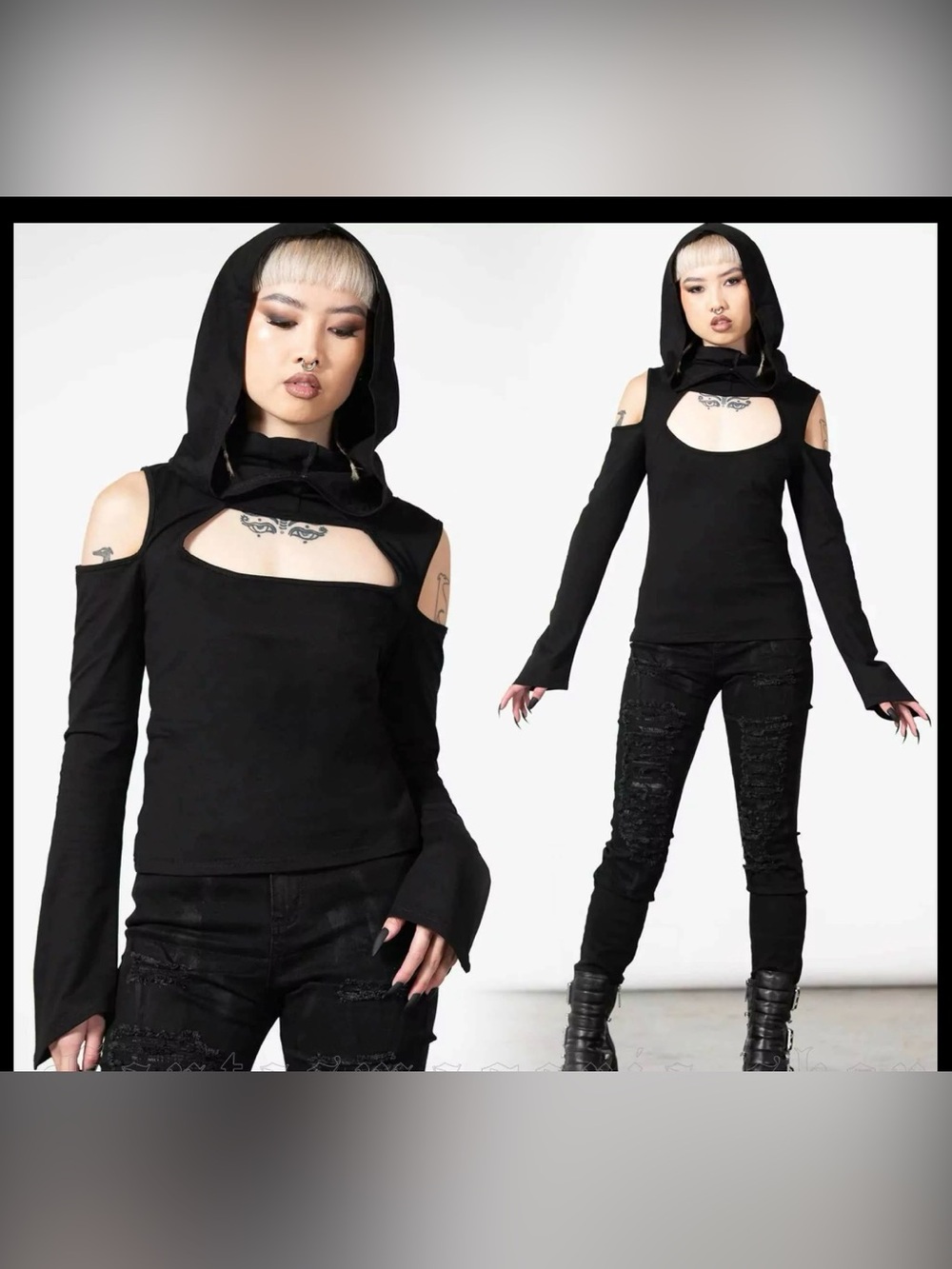 Hooded cold shoulder top